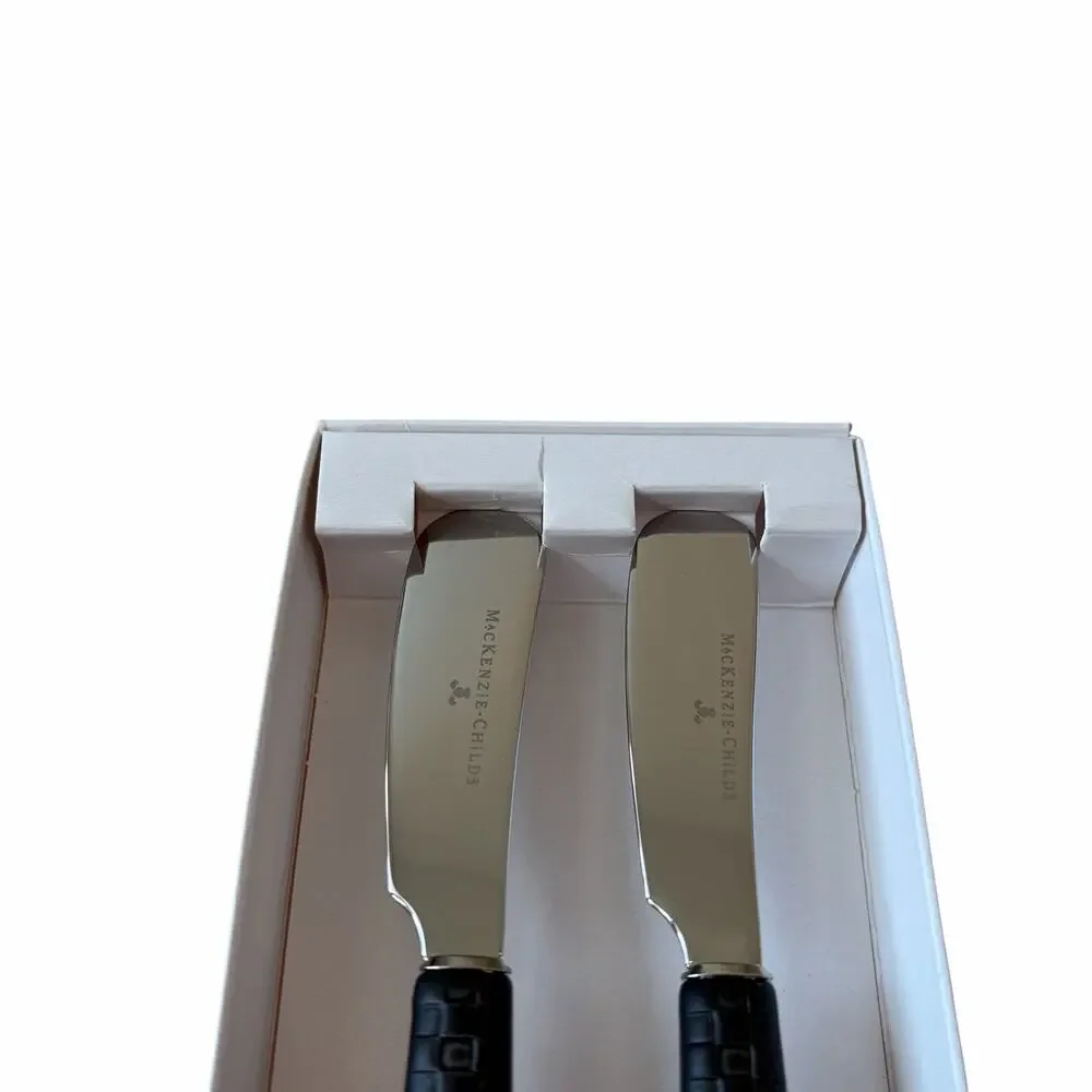 MacKenzie-Childs Everyday Black Spreaders Set of 2 New in Original Box